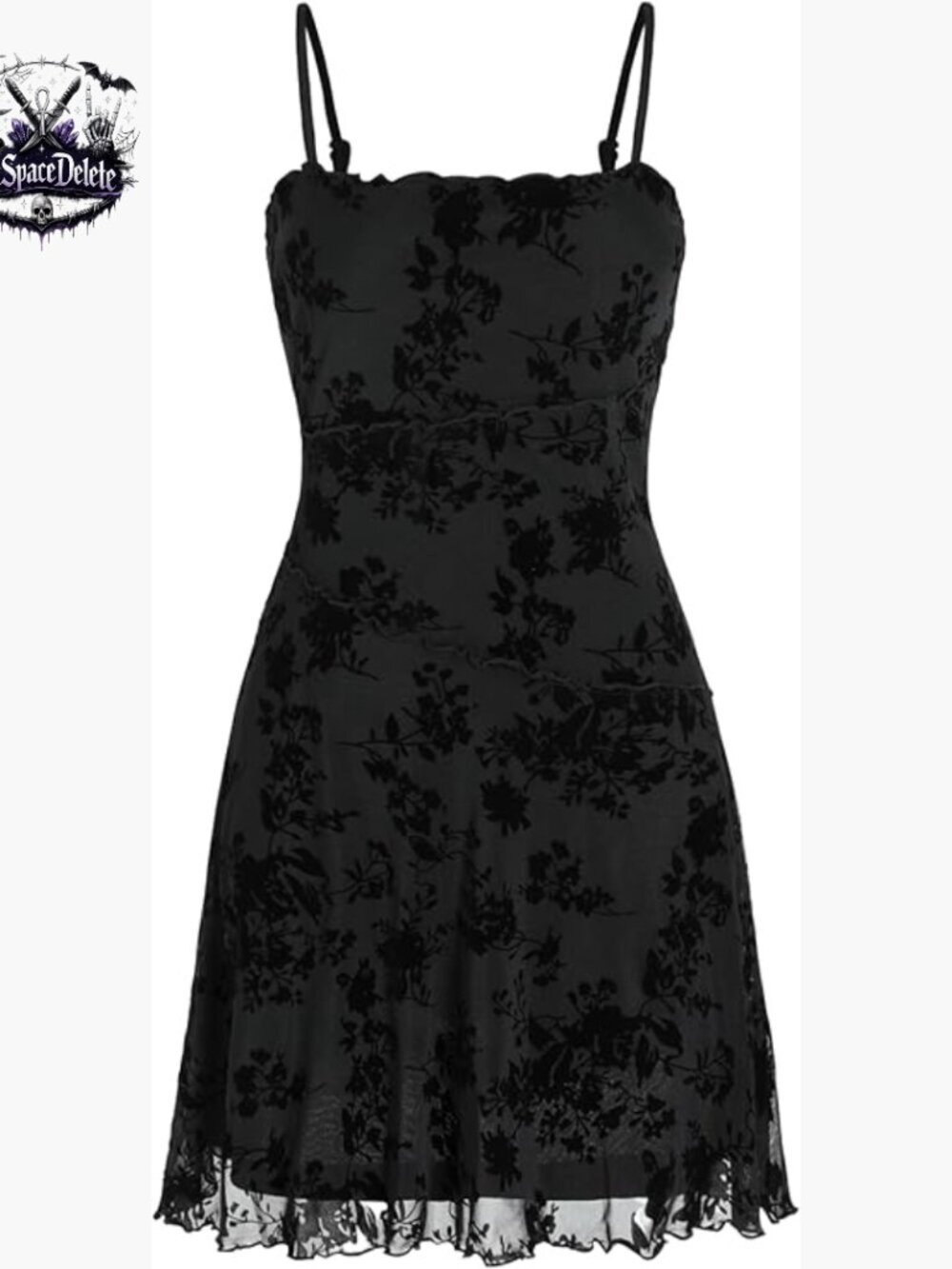 Sleeveless Mini Dress with Lace Mesh, Square Neck, Spaghetti Strap for Party
